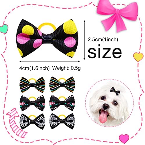 Mruq pet 100pcs/50pairs Куче Коса Лакови, Масовно Симпатична Црна Миленичиња Мали Куче Лакови, Рачно Изработени Мали Куче Лакови Со гумени Ленти