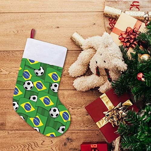 Бразил Фудбалска Шема Божиќни Висечки Чорапи За Чорапи За Божиќно Дрво Камин За Одмор Дома Декор