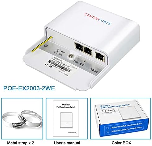 Centropower 3 Port Outdoor POE Switch/Extender/Booster, 30W 48V 10/1 100/1000Mbps POE PASSTHROW