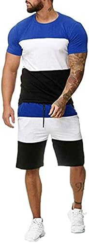Облека за мажите, машка летна тренерска облека со 2 парчиња шорцеви за кошули со кратки ракави поставени спортски салата за џемпери