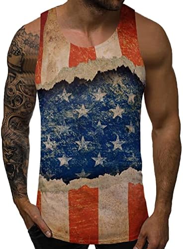 XXBR 4-ти јули Ден на независност на САД, САД, без ракави маички, фитнес фитнес сингл елек за мажи, резервоар за дишење на врвот