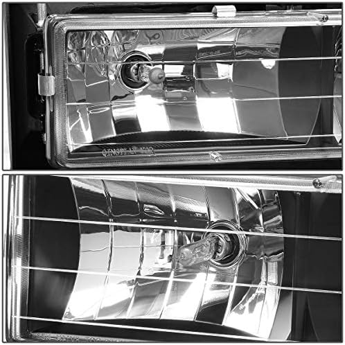 Компатибилен СО Gmc C/K Серија 8pc Црно Домување Килибар Агол Фарови W/Браник светлина + 9006 LED Конверзија Комплет