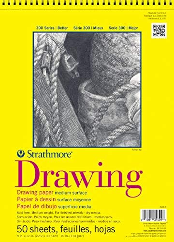 Стратмор 300 Серија Цртање Хартија Рампа, Врвот Жица Врзани, 9х12 инчи, 50 Листови-Уметник Хартија За Возрасни И Студенти-Јаглен,