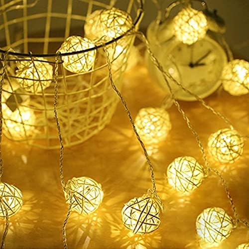 Божиќни низа светла самовила светла LED Globe Rattan String Lights Battery оперирана жица ryвездени бајки светла забава Божиќ фестивал декорација