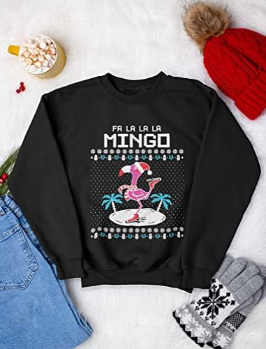 Fa la la flamingo sweatshirt жени тинејџерски девојки грда божиќен џемпер стил