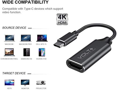 Работи од Volt Plus Tech HDMI 4K USB-C комплет компатибилен со Xiaomi Mi 9 Pro 5G професионален адаптер со дигитален целосен 2160p,