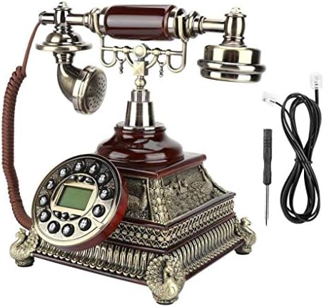 Antique Telephone MyIngebin со фиксна фиксна линија на паун -смола дигитален телефонски повик за внатрешни работи