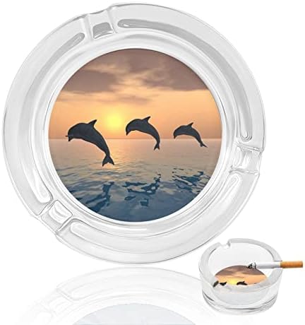 Скокање делфини на зајдисонце цигари стакло од пепелници околу држачот за пушење на пепел