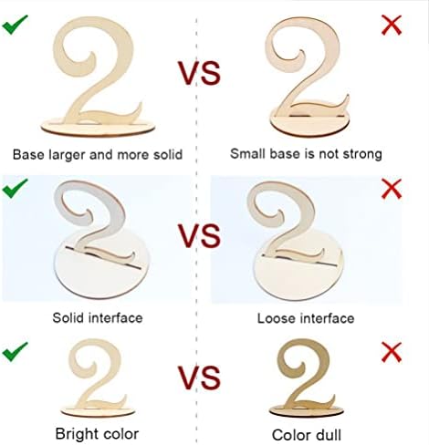 Doitool гроздобер декор 10 парчиња дрвени свадбени табели броеви 1-10 броеви на табели со база за рустикални свадби приеми банкети и украси за