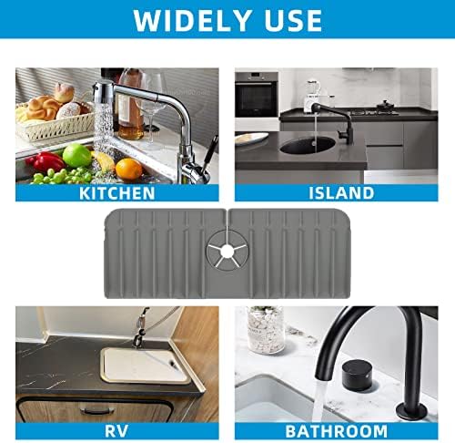 Силиконска тапачка рачка за капење на капење: Игелато надградена кујна мијалник за мијалник Мат | Стражар за прскање на мијалник зад тапа