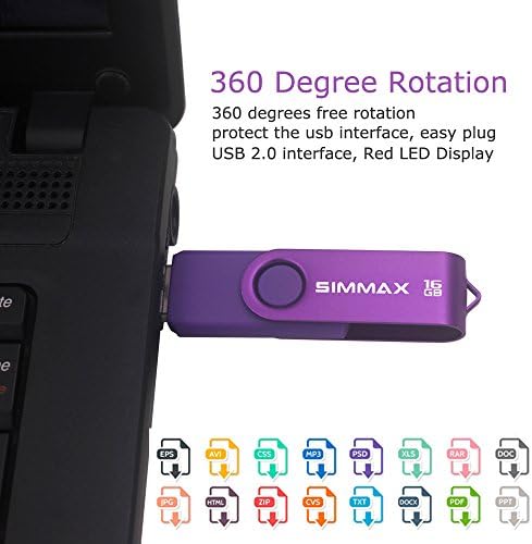 SIMMAX USB Флеш Дискови 2 Пакет 16gb Меморија Стап Вртливата Дизајн USB 2.0 Флеш Диск Палецот Диск Поштенски Дискови