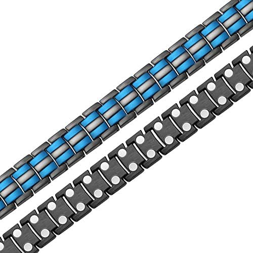 S Chaninely Elegant Mans Magnetic Bracelet Blue Line Design Двојни магнетни нараквици за мажи 9 инчи прилагодливи и кутија за подароци
