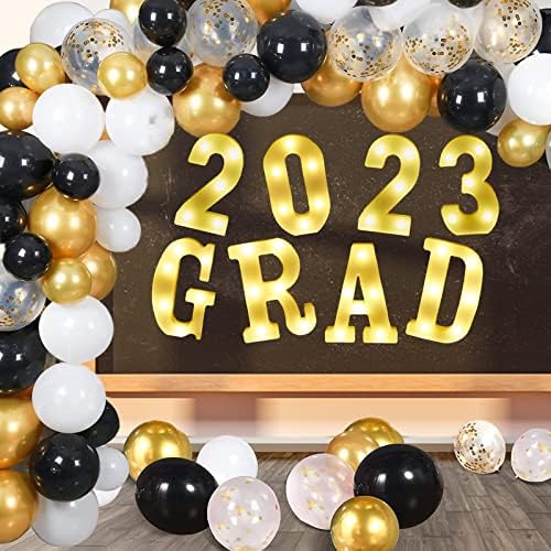 Декорации за дипломирање на забави од 2023 година, 8 LED Marquee Light Up Letter Grad 2023 за украси за дипломирање, Класа од 2023 година