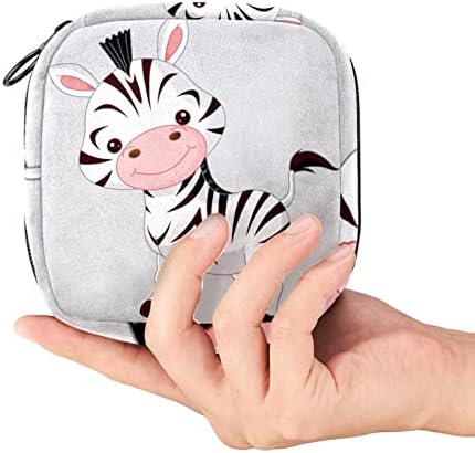 Симпатична цртана филмска зебра санитарна торба за складирање на салфетки, преносна торба за менструална подлога за тинејџери тампони