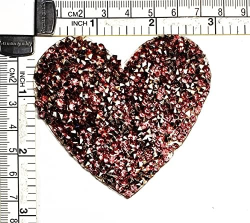 Кленплус 3 парчиња. Кристал Срце Розова Лепенка Извезени Денот На Вљубените Слатка Љубов Железо На Значка Шие На Печ Облека Везење