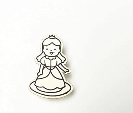6pcs мини природен дрвен цртан филм принцеза за принцеза графикони облеки со фото -хартија картичка картички за игла игла игла,