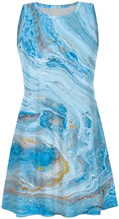 Miashui smock фустани женски летни обични фустани плажа резервоарот без ракави со резервоар за џебови директно фустани за
